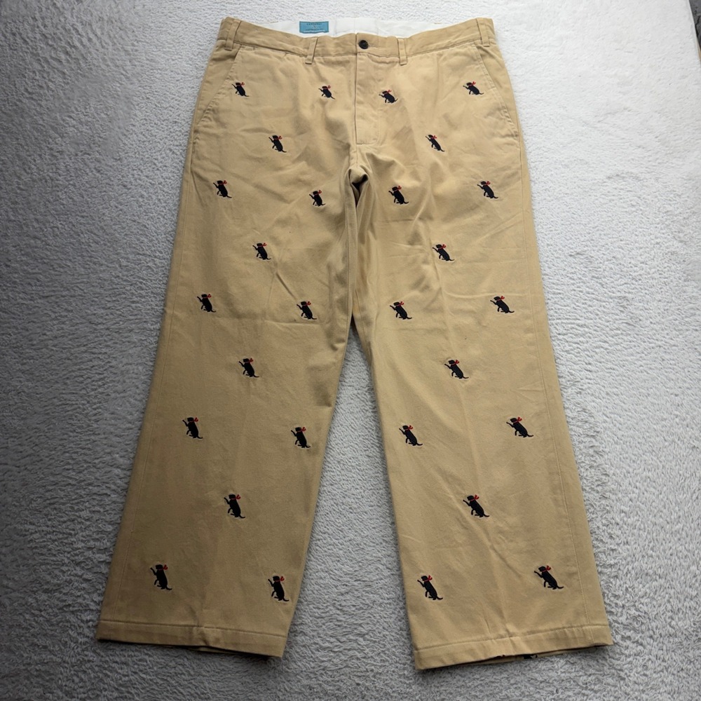 Castaway Nantucket Island Men 36 Khaki Black Lab Embroidered Critter Chino Pants